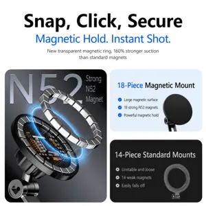 Magnetic neck phone mount for POV shooting, anti-shake sports camera holder for cycling travel.