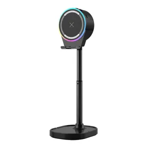 Supporto per telefono con altoparlante Bluetooth a induzione e luminoso anello RGB.
