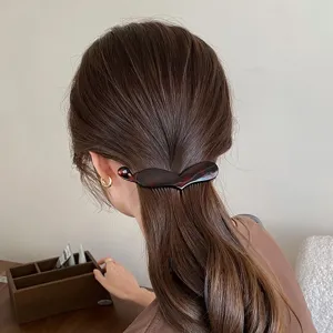Molla per capelli a banana tartarugata a cuore elegante pinza coda di cavallo donna.