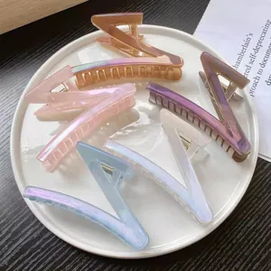 Pince à cheveux en Z, grande pince requin irisée pour femmes, accessoire tendance 2025