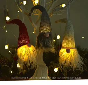 Gnome Lumineux Décoration Sapin de Noël Poupée Sans Visage Veilleuse Suspendue