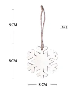 Hölzerner Weihnachts-Schneeflocke Anhänger mit Hanfseil, festliche Hängedeko für Baum.