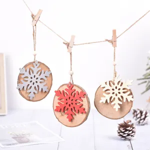 Kreative Holz Weihnachten Schneeflocke Hänger Naturholzscheiben Ausgehöhlte Schneeflocke Anhänger Baumschmuck Für Zuhause Feiertags Dekorationen