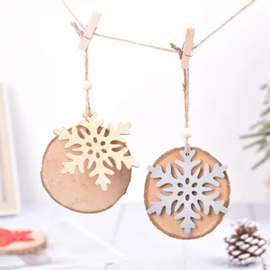 Weihnachtsbaum Holzanhänger, DIY Schneeflocke Dekoration für weihnachtliche Heimdekoration.