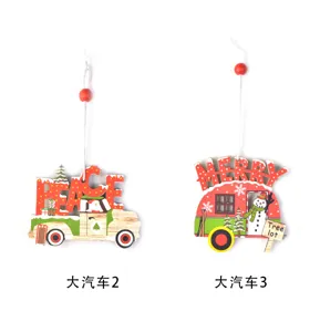 Wooden Christmas car hanging ornaments creative laser cut tree decor for holiday party.