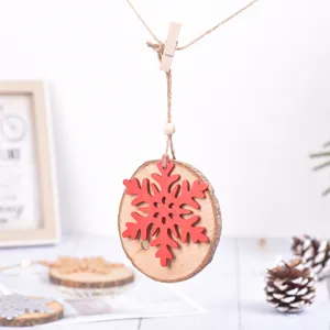 Weihnachten Holz Schneeflocke Hängeornament für Weihnachtsbaum und Heimdekoration.