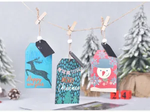Christmas wooden hanging tags holiday tree decor rustic ornaments with festive designs