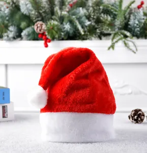 Plüsch Weihnachtsmann Mütze für Weihnachtsfeier Dekoration, weiche rot weiße festliche Kopfbedeckung.