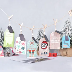 Festive Christmas Wooden Hanging Sign Merry Christmas Painted Wood Blackboard Pendant Christmas Tree Hanging Decoration Ornament