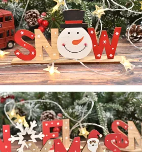 Noel en bois SNOW lettre decoration de bureau DIY fetes ornement accessoire de decor
