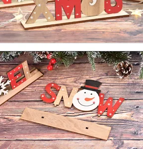 Noel en bois DIY assemblage lettre ornement de bureau decoration avec XMAS et SNOW design.