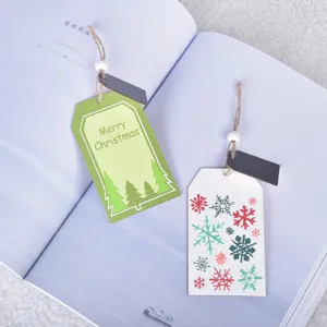 Wooden Christmas hanging tags featuring festive tree and snowflake designs for holiday decor.