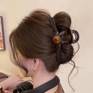 Bruine haarklem voor vrouwen elegante haargrijper grote haaraccessoire voor mooie styling