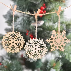 Hölzerne Weihnachts Schneeflocken Hängende Ornamente DIY Holzscheiben Baum Dekoration