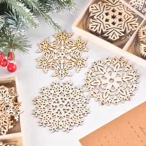 Holz Weihnachten Schneeflocke Hängeornamente DIY Handwerk Set mit Box für Feiertag Deko