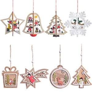 Holz Weihnachtsbaum Hängeornamente Set Stern Glocke Dekoration für Weihnachtsfeier