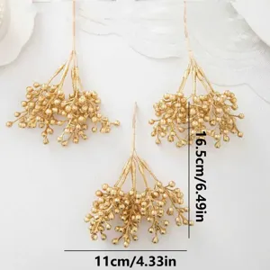 Gold artificial flower branches, Christmas baby's breath berry wreath DIY decor.