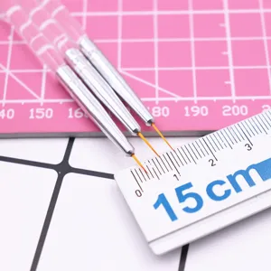 Ensemble de pinceaux pour nail art à lignes fines avec poignées transparentes et pointes en nylon.