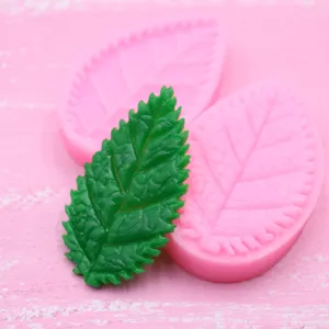 Silicone leaf mold set for fondant, clay and craft, pink leaf texture silicone molds easily.
