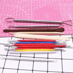 13pcs pottery clay sculpting tools set stainless steel wood modeling carving tools craft kit