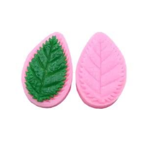 Silicone leaf mold for fondant clay, pink leaf texture embossing mold for craft baking tools.