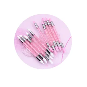 Doppelseitige Silikon-Modellierwerkzeuge, Nagelkunst-Dotting-Stifte mit Kristallgriffen.