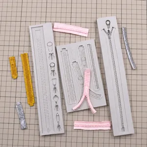DIY Silicone Zipper Mold Fondant Cake Decorating Tool Ultra-Light Clay Craft Mold Crafting Accessory