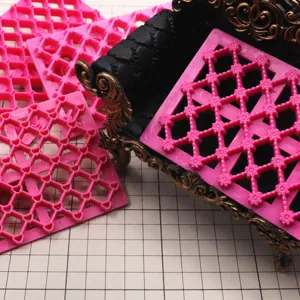 Moule en Argile à Carreaux en Plastique Rose DIY Cuisson Fondant Gaufrage Cœur Nœud Fleur Outil