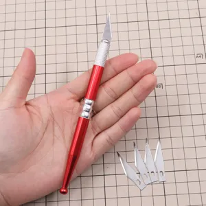 Coltello da Intaglio in Metallo per Artigianato Con Lame di Ricambio Manico in Lega di Alluminio Per Argilla Arte Fai da Te