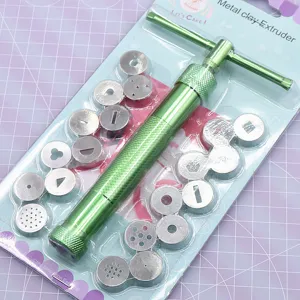 Metal clay extruder tool set with various shape nozzles for ceramic craft DIY decoration