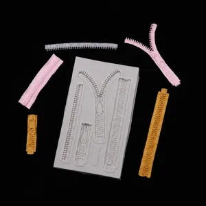 Silicone mold for DIY clay zippers, flexible mold for fondant and craft accessories design.