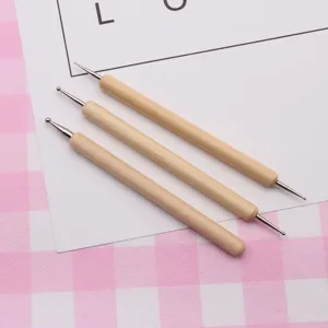 Wooden double-ended dotting tools set of 3 for clay sculpting, nail art and paper crafting.