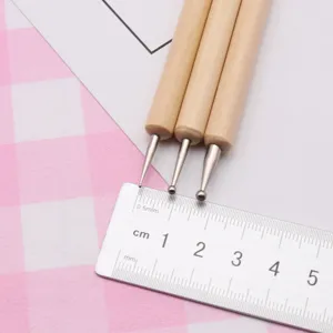 Wooden Handle Clay Stylus Ball Tool Pottery Embossing Tool Set 3pcs for DIY Craft Art