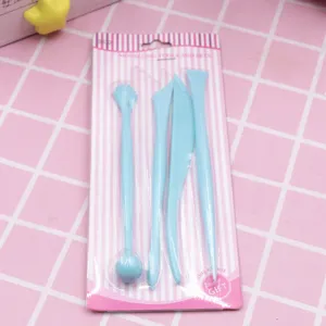 Blauwe plastic klei boetseer gereedschap set 4 stuks voor DIY ambachten keramiek