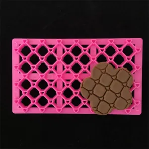 Molde de Plástico Rosa para Galletas Sello Estampado Fondant Herramienta de Repostería Cuadros Corazón Lazo Flor