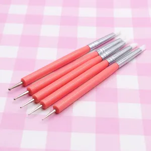 Dual head silicone nail art carving pens dotting tools for polymer clay sculpting crafts.