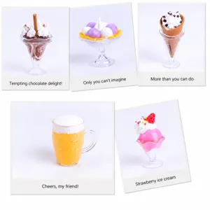 Miniatur Kunststoff Eisbecher DIY Ton Spielzeug Detailansicht und verschiedene Stile