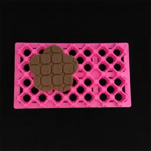 Molde de galletas de plastico rosa fondant repujado rejilla patron herramienta de horneado