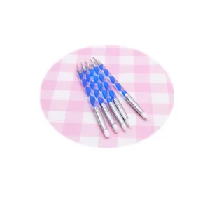 5-piece dual-ended silicone clay sculpting tools and nail art dotting pens with blue handles.