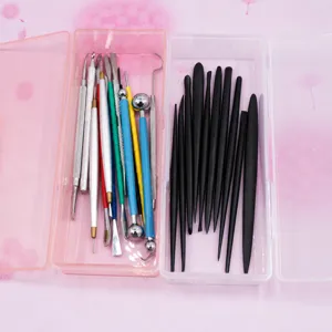 Boîte de Rangement en Plastique Transparent Étui Organisateur Rose pour Outils en Argile Petits Objets Loisirs Créatifs Bureau