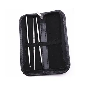 Stainless steel ball stylus tool set for fondue, clay and craft with black zipper case, 3 pcs.