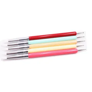 Double ended silicone clay smoothing pen and metal dotting tool set for DIY craft detail work.