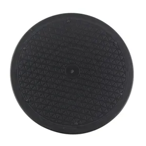 Black plastic clay sculpture turntable with non-slip texture for DIY pottery modeling.