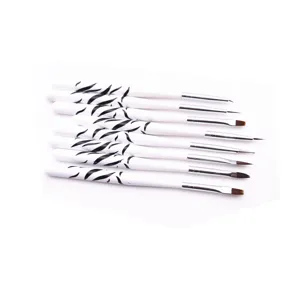 Set de pinceles de detalle con mango cebra, puntas ultrafinas para manualidades y nail art.
