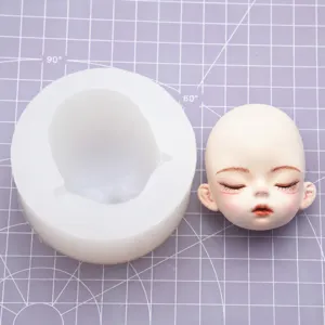 Silicone mold and BJD doll face for clay craft, resin casting, and DIY handmade projects.