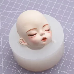 Silicone mold for 8-point BJD doll face clay craft resin casting detailed DIY tool.