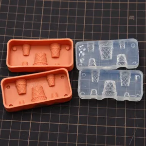 Miniatur Eiswaffel Silikonform Set fuer Harz Ton DIY Basteln und Kuenstlerbedarf.