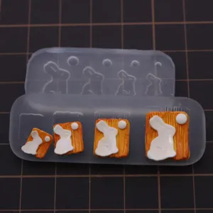Miniature rabbit biscuit silicone mold for DIY soft clay micro food play detail view