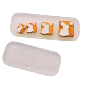 Miniature rabbit biscuit silicone mold detail view, perfect for 1/12 dollhouse food DIY crafting.