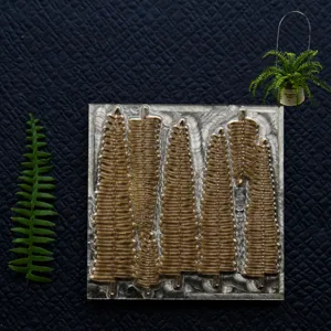 Miniature fern leaf copper mold for DIY resin clay crafts, precise metal embossing tool for botanical art.